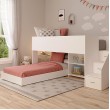 Low Loft bed with transverse lower bed - with easy climb steps!